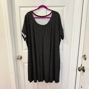 Isaac Mizrahi Live! Women's Plus Size 3X T-Shirt Dress Black White Polka Dot